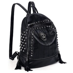 New Skull Backpack Vegan Leather Purse Soft PU Leather Shoulder Bag Rucksack